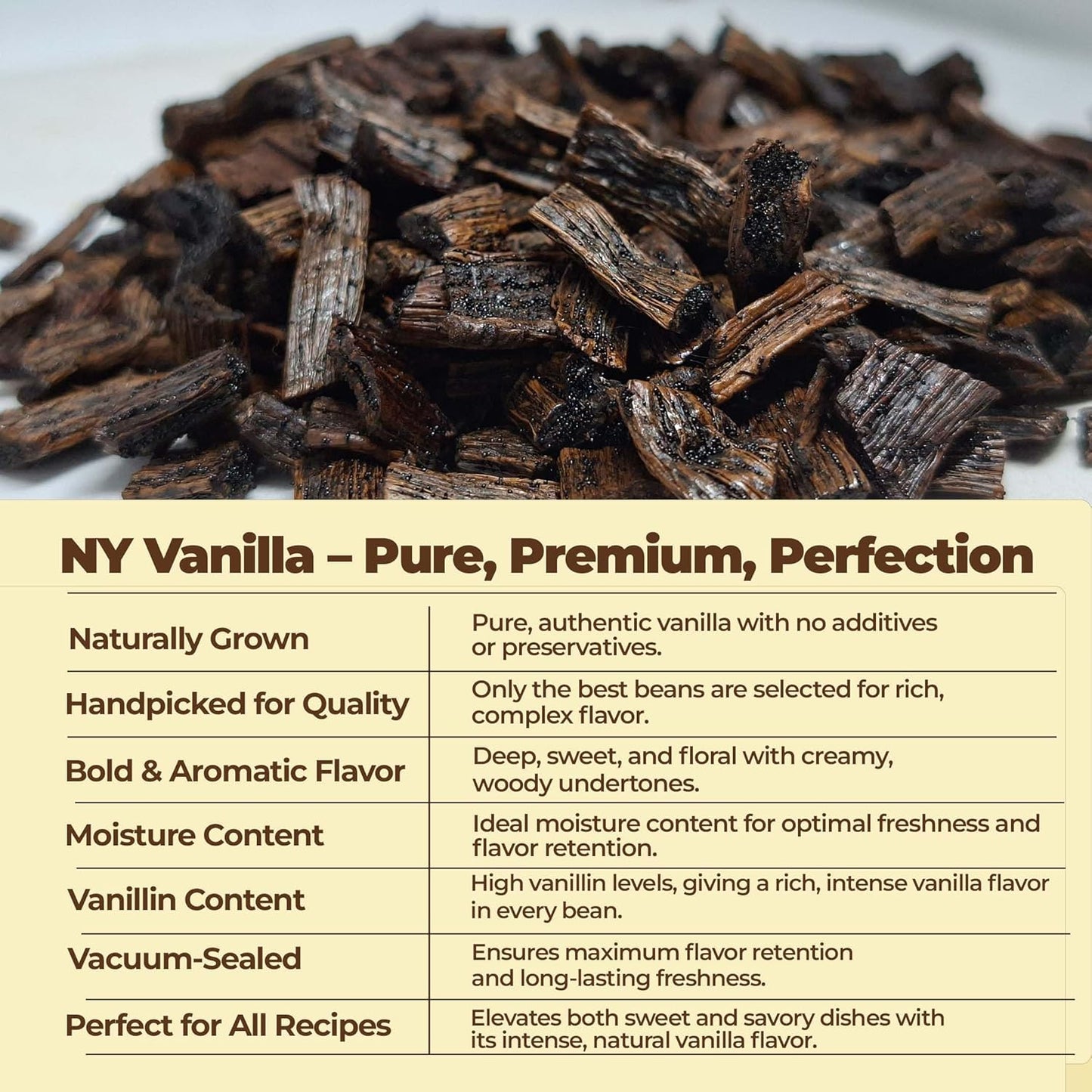 Premium Vanilla Cuts - 1 lb. Cut from Whole Vanilla Beans Grade B