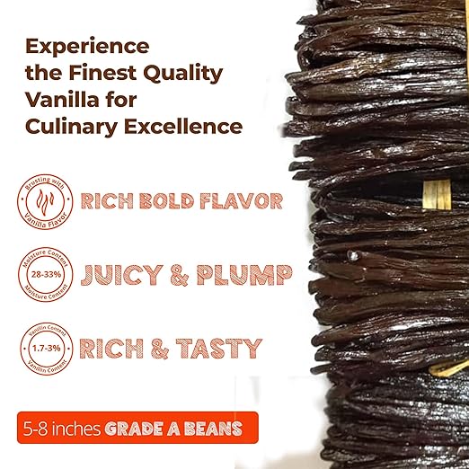 25 Premium Whole Ugandan Vanilla Beans Grade A  - For making Vanilla Extract