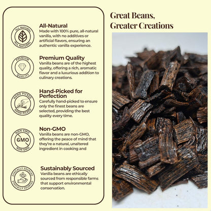 Premium Vanilla Cuts - 1 lb. Cut from Whole Vanilla Beans Grade B