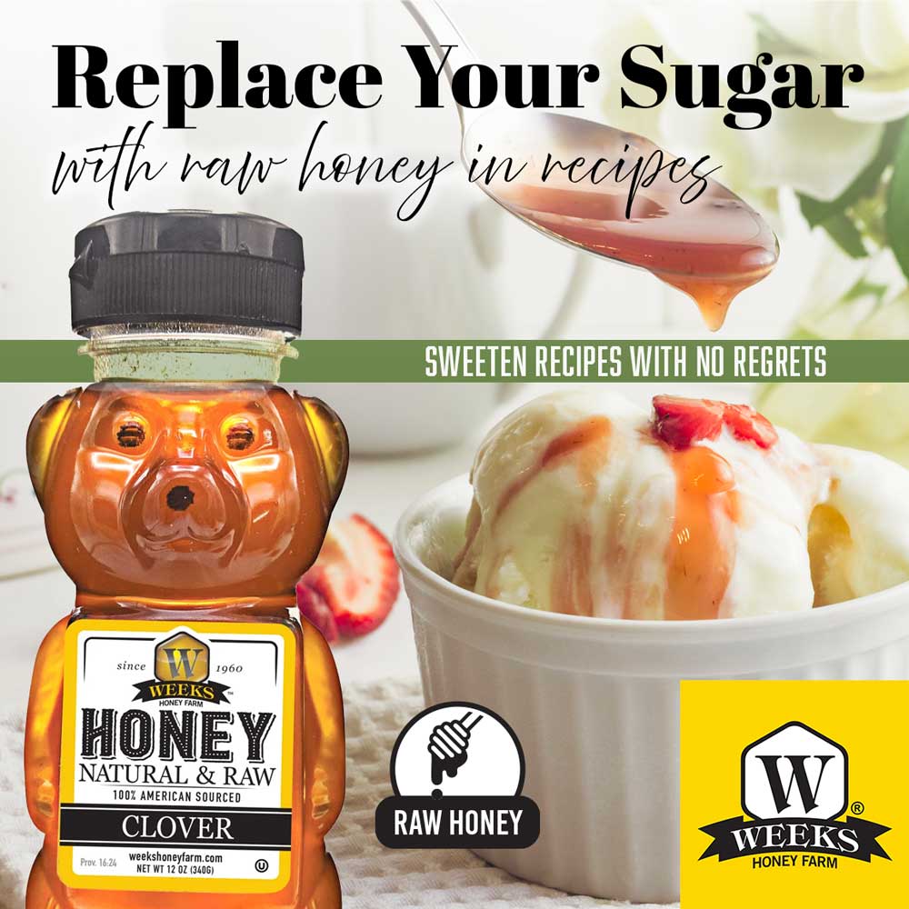 All-Natural Pure Raw Clover Honey - Sweet, Light, & Nutrient-Rich, No Additives, Sourced from American West Clover Fields