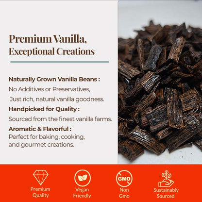 Premium Vanilla Cuts - 1 lb. From Whole Vanilla Beans Grade B | Cut and Sorted for Easy Use