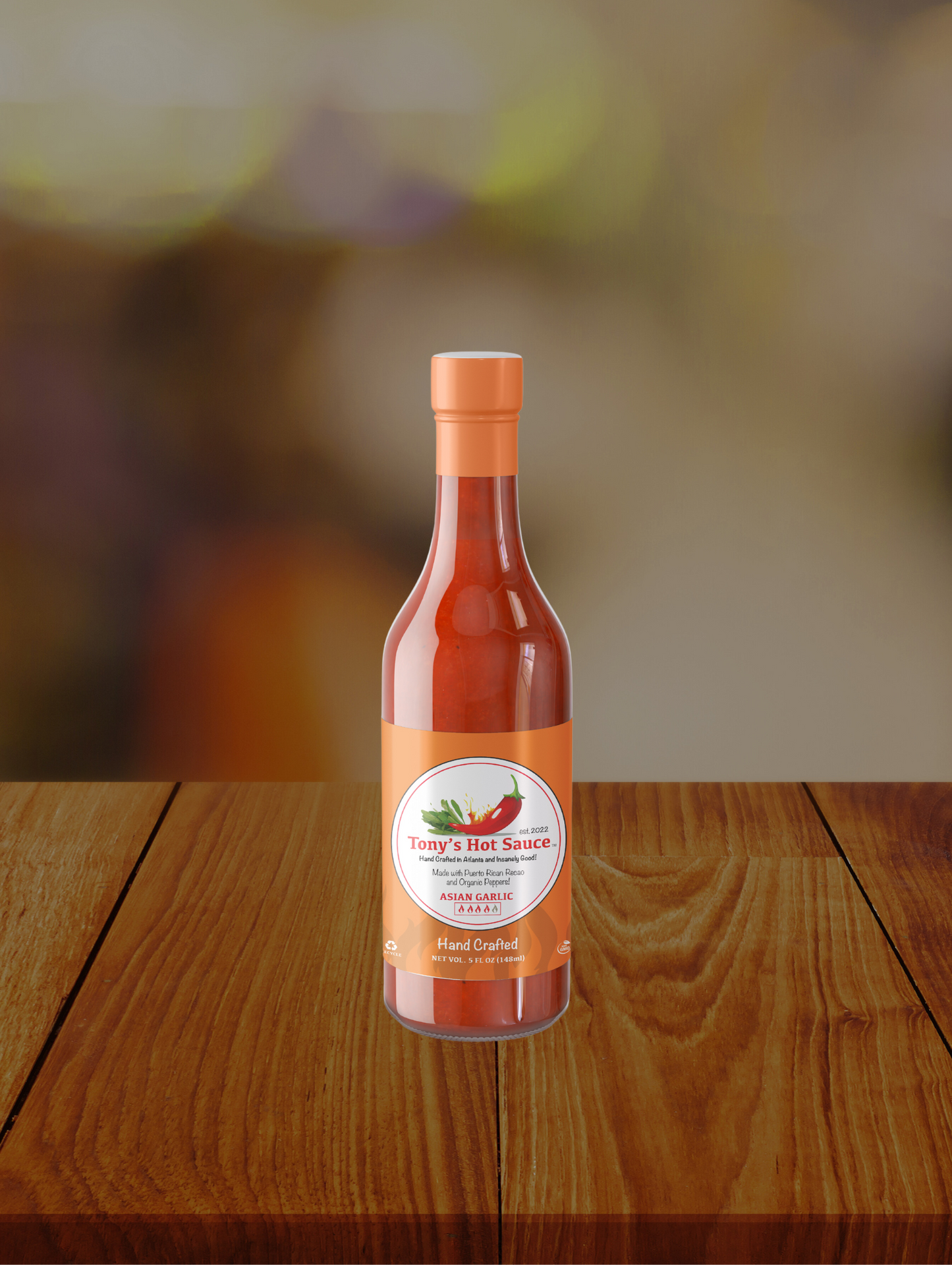 Tony's  Handcrafted Hot Sauce 5oz 3 Bottle Combo Set  "Asian Garlic, Caribbean Jalapeno & Hot Honey"