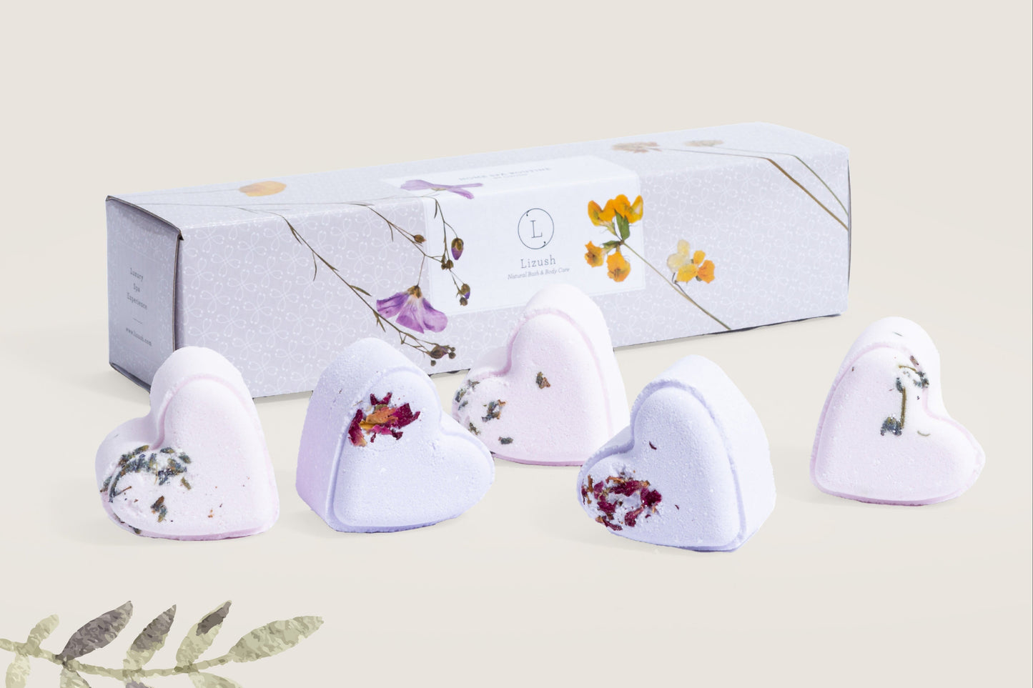 Bath Bombs - Lavender  - a Set of 5 Heart Shaped Gift box