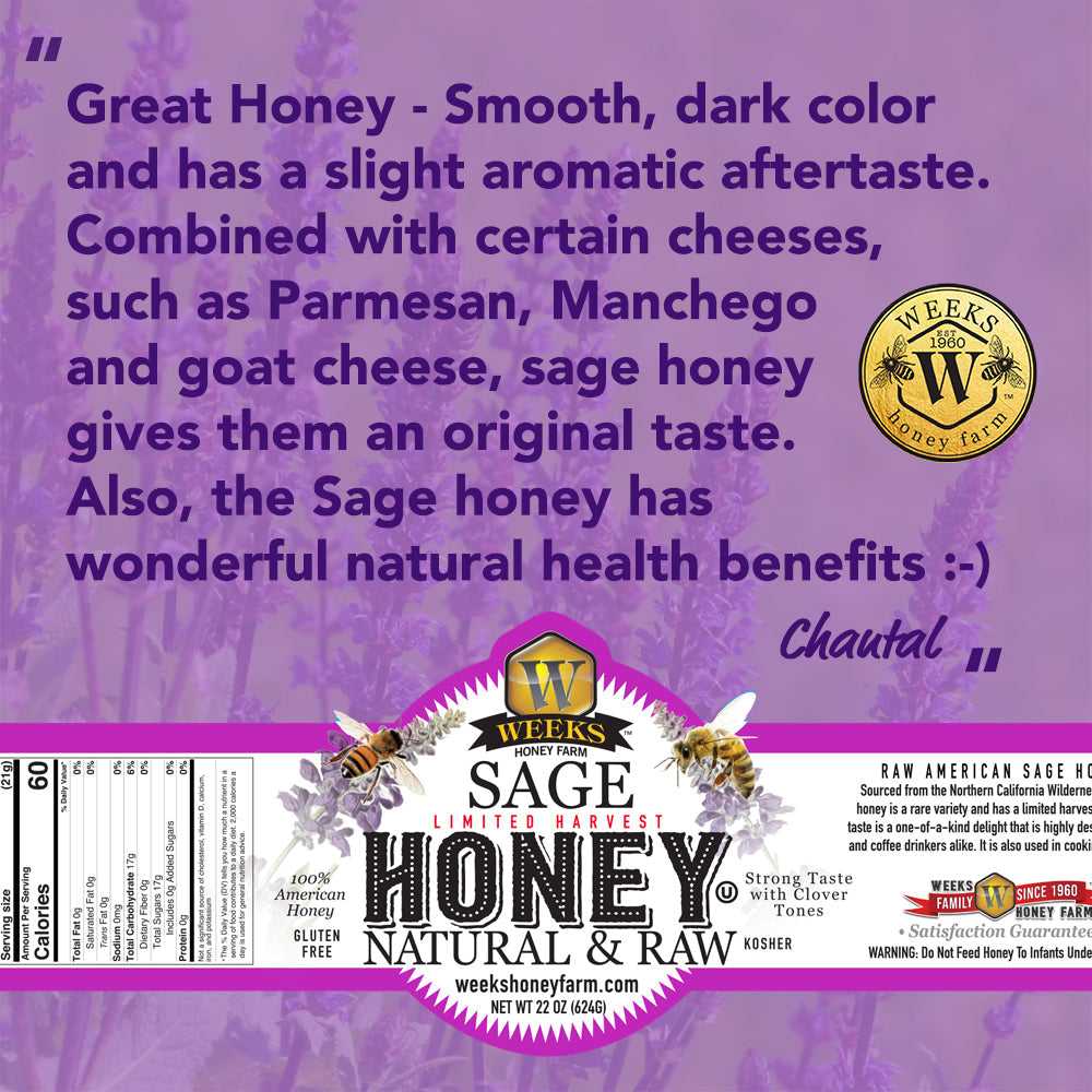 Our Best All-Natural Raw Sage Honey; Limited Harvest