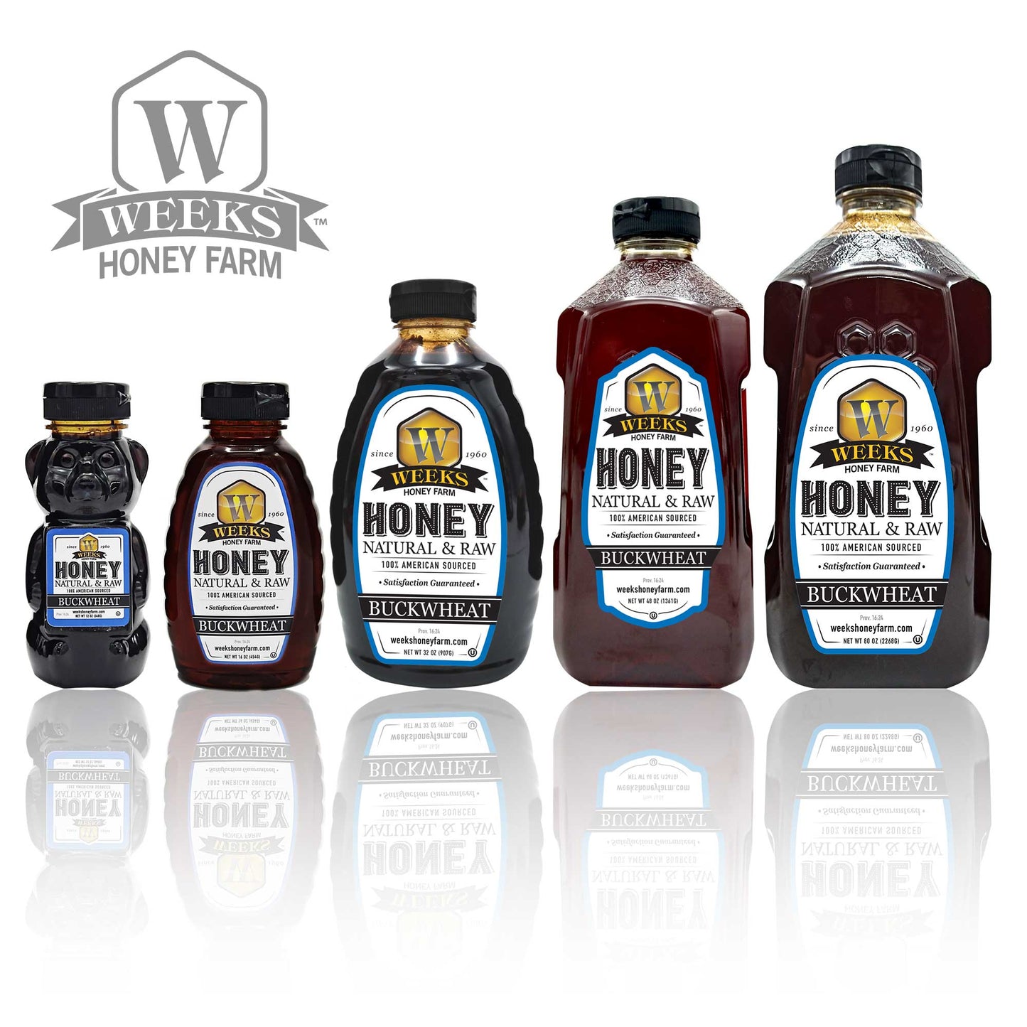 Weeks Raw Buckwheat Honey - Pure, All-Natural, Antioxidant-Rich, Dark & Robust Molasses Flavor for Coffee, Waffles, BBQ Sauce