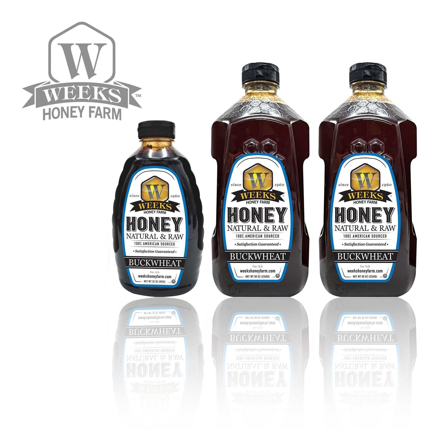 Weeks Raw Buckwheat Honey - Pure, All-Natural, Antioxidant-Rich, Dark & Robust Molasses Flavor for Coffee, Waffles, BBQ Sauce