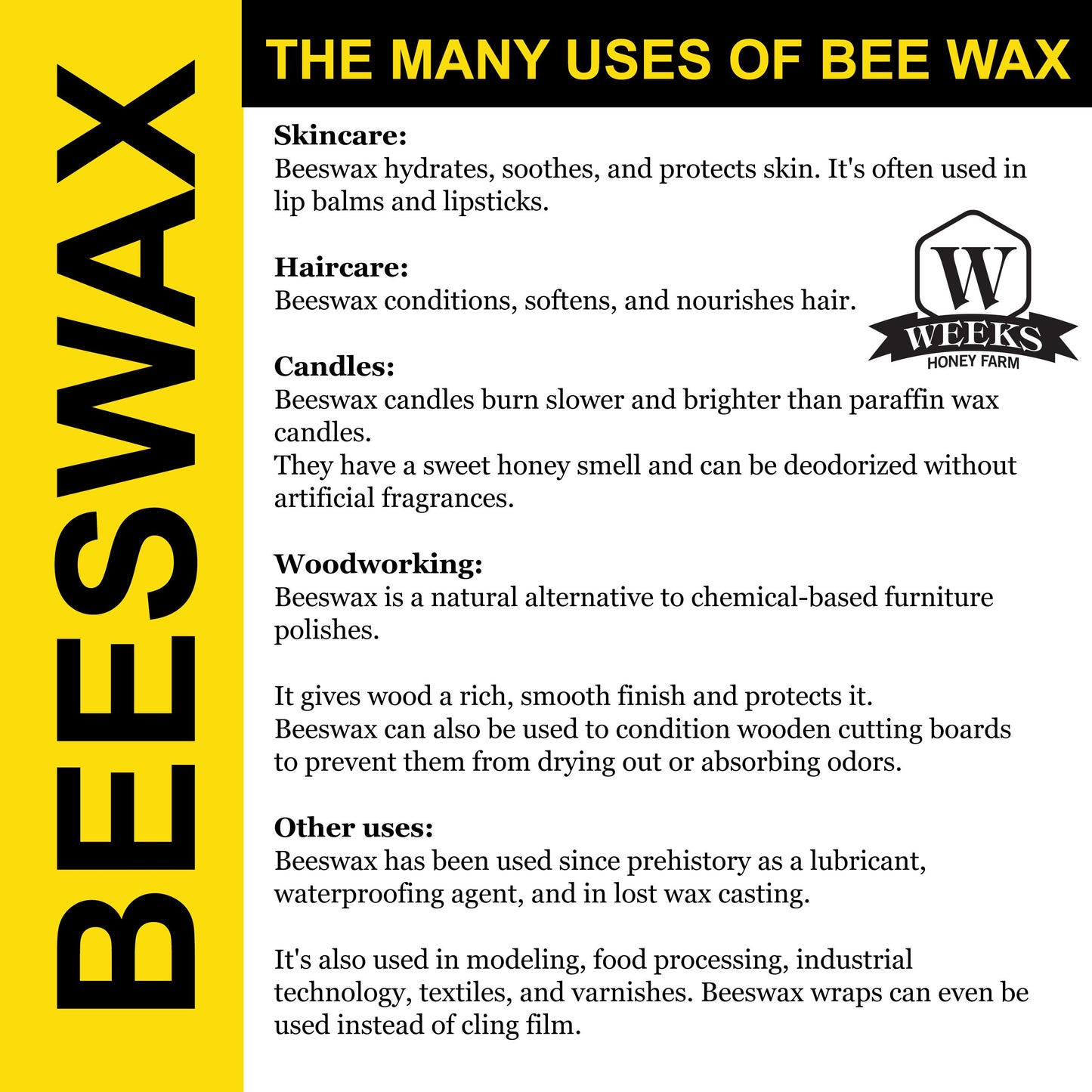 Food-grade yellow beeswax bars - all-natural from the farm