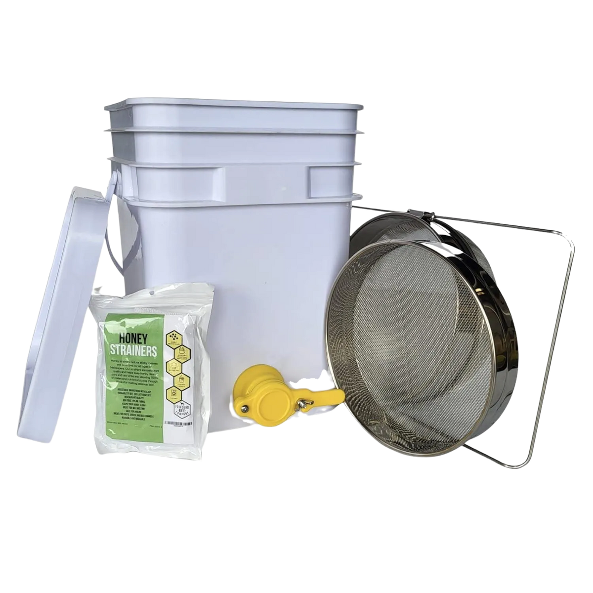 Bottling Bucket Kit with Honey Gate and Strainers by Foxhound Bee Company