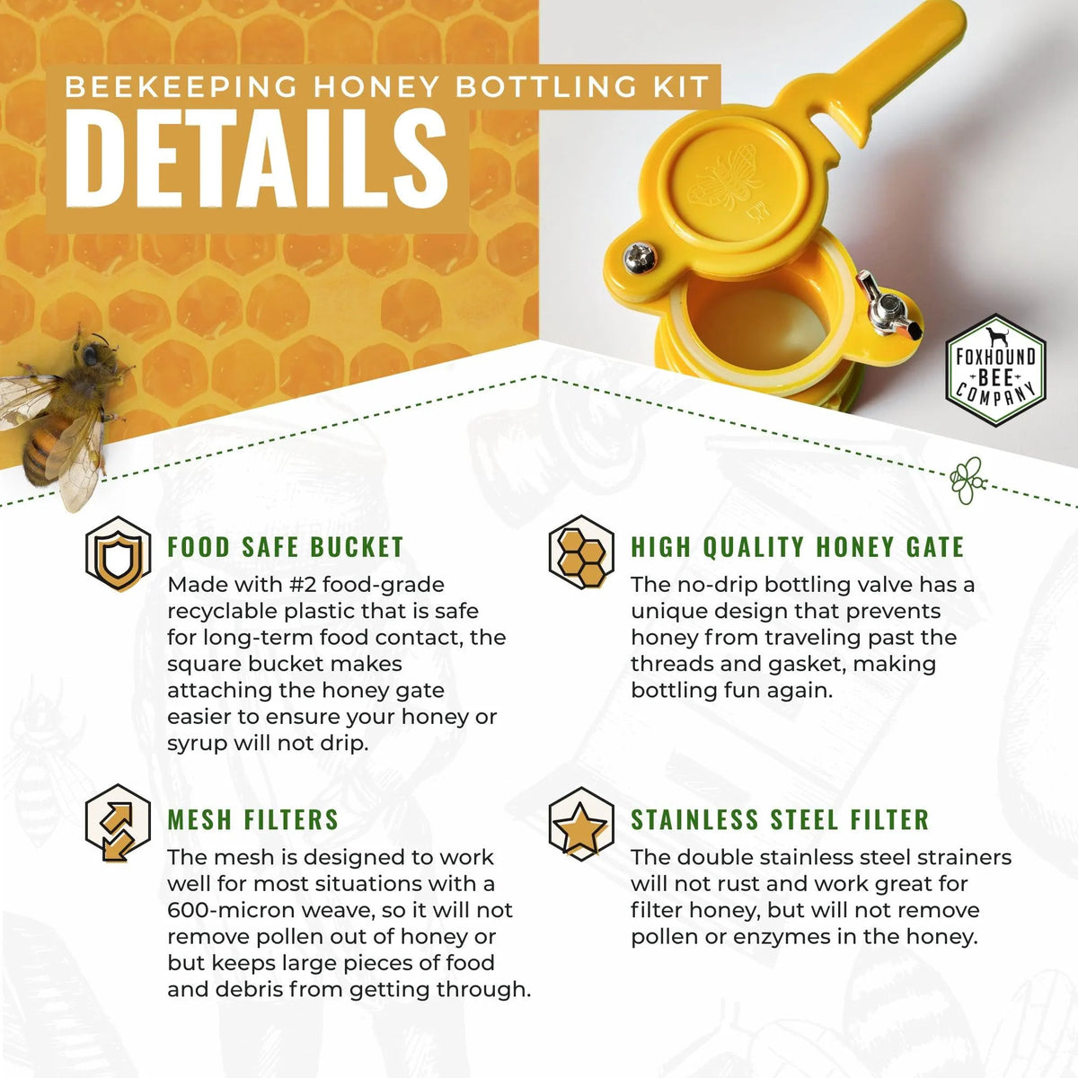 Bottling Bucket Kit with Honey Gate and Strainers, image 4 of 8