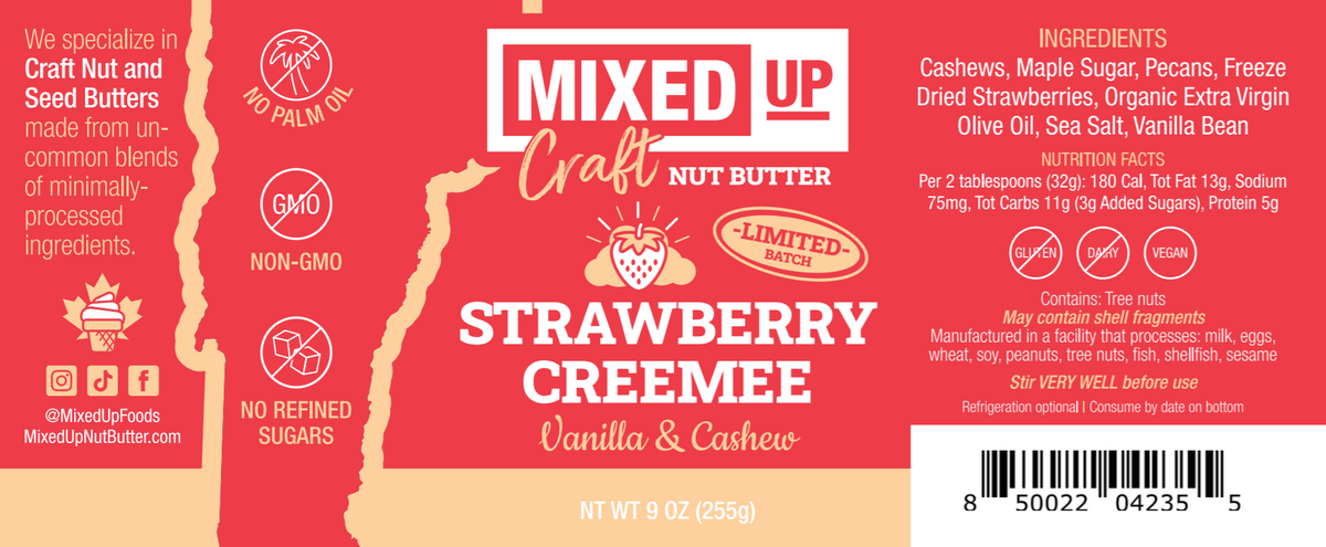 (LIMITED) "Strawberry Creemee" - Vanilla Cashew Butter - 9 oz Glass Jar, image 8 of 8