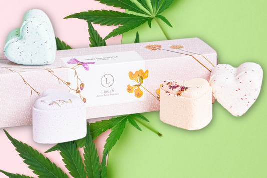 Bath Bombs with CBD -  5 Hearts Shaped with CBD - in a Gift Box
