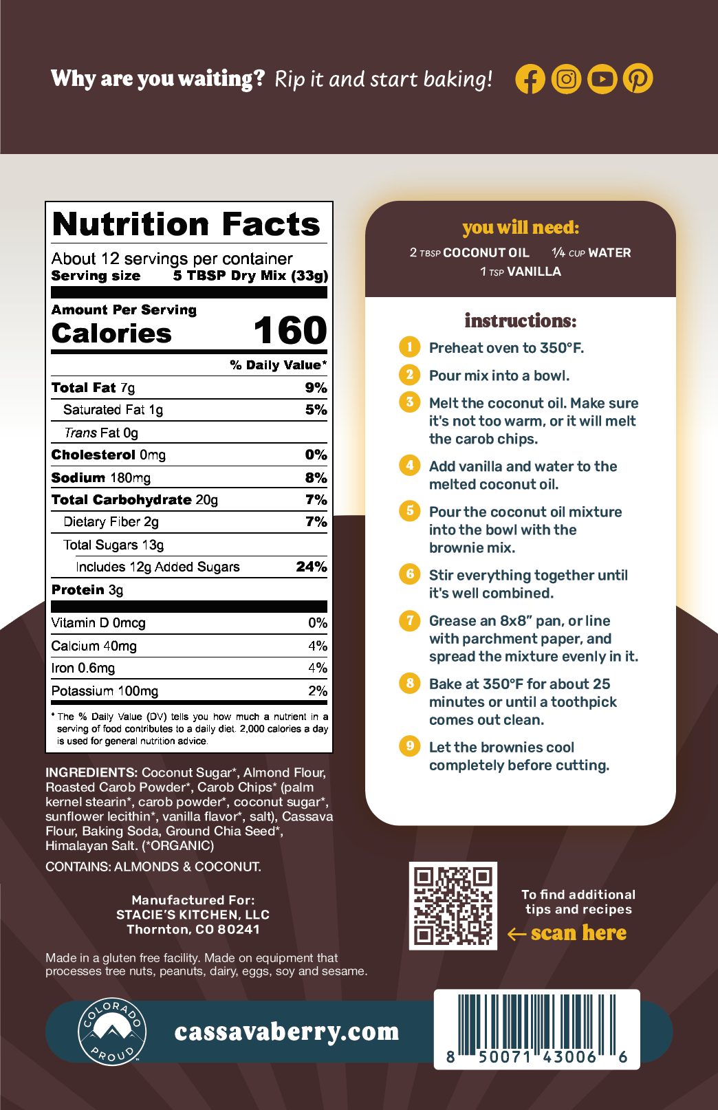 Carob Chip Almond Flour Brownie Mix