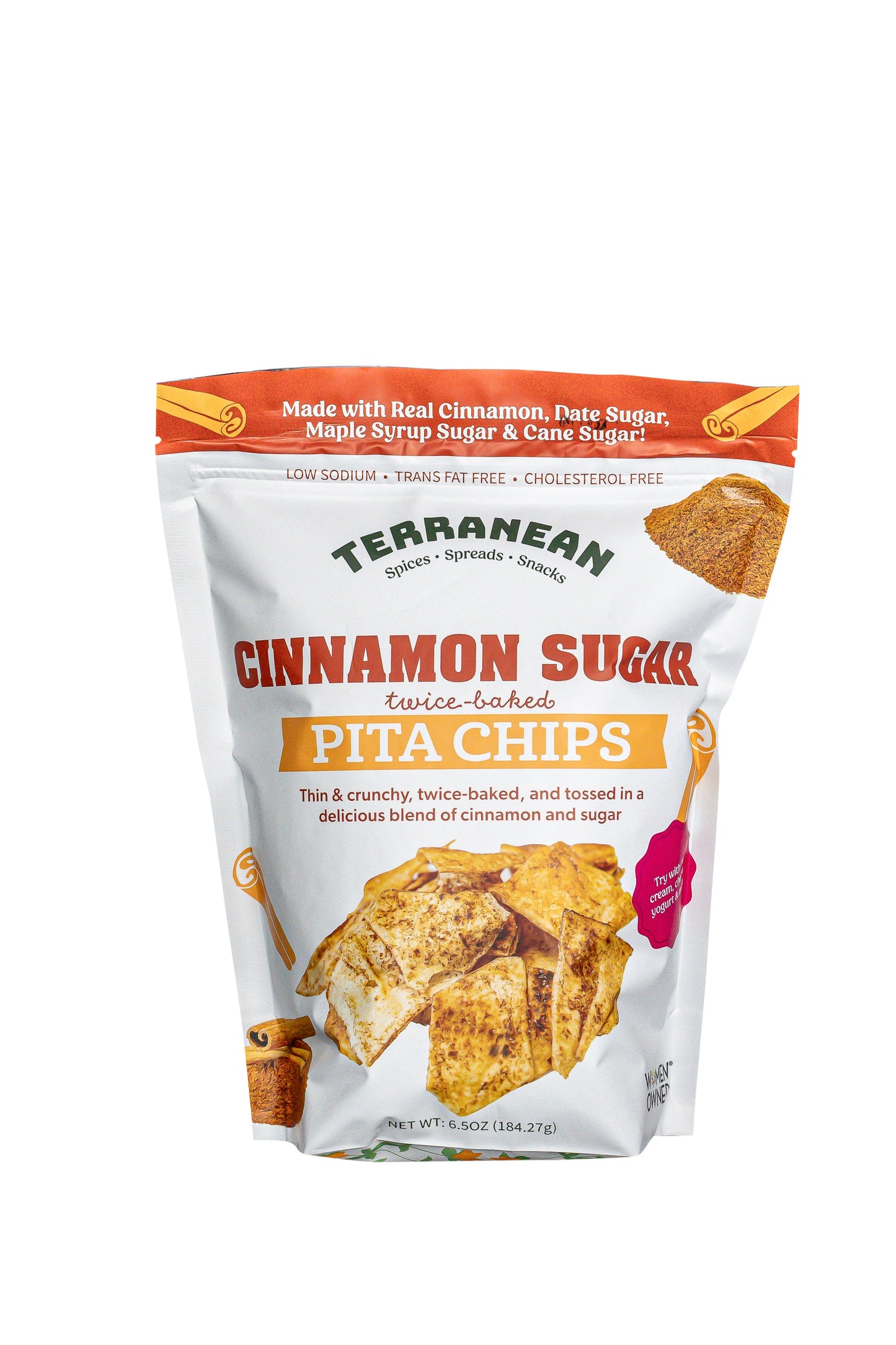 Cinnamon Sugar Twice-Baked Pita Chips ft. Date Sugar & Maple Sugar! 6.5 oz.