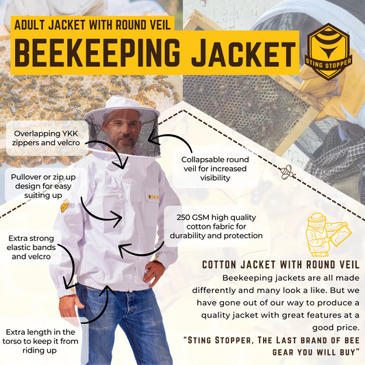 Classic Cotton Beekeeping Jacket with Round Veil, image 2 of 9