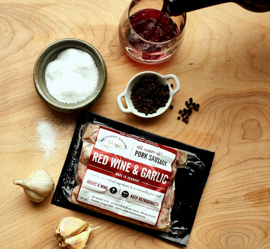Red Wine & Garlic Sausage (8 Pack) by Vermont Salumi