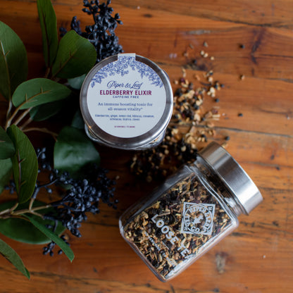 Elderberry Elixir Glass Jar of Loose Leaf Tea- 30 Servings