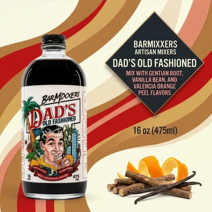 BarMixxers Premium Dad's Old Fashioned Elixir | Zero-Proof Botanical Beverage Base | 16oz