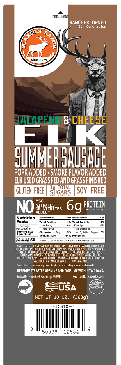 Elk Jalapeno Cheese Summer Sausage (10 oz.)
