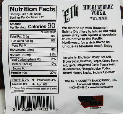 2.25 oz. Elk Huckleberry Vodka with Pepper Jerky