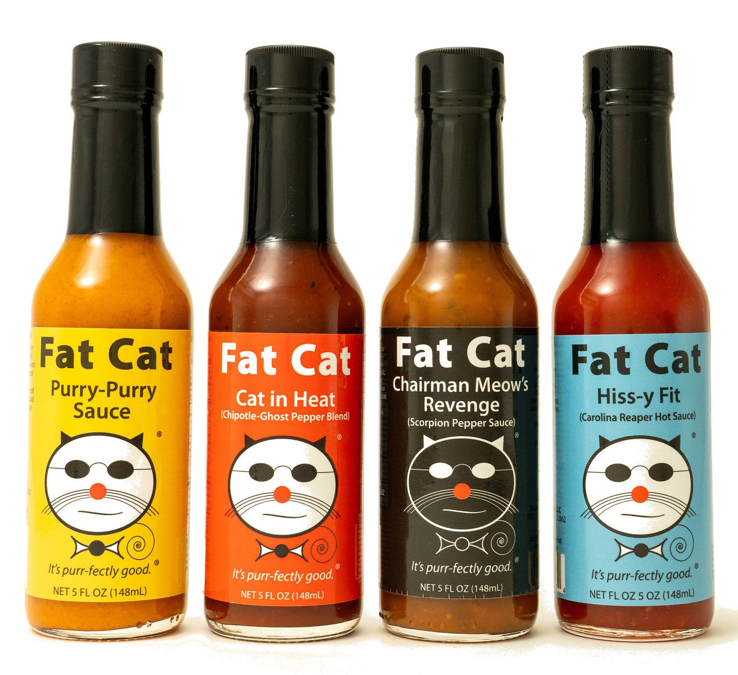Funny Cat Name 4 Bottle Hot Sauce Gift Box