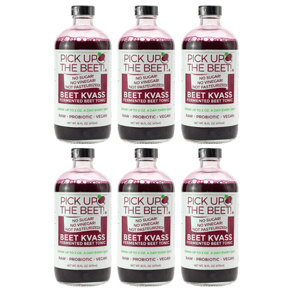 Organic Raw Beet Juice Kvass 6 Pack 16oz Natural Beetroot