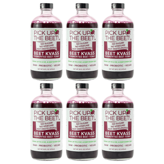 Organic Raw Beet Juice Kvass 6 Pack 16oz Natural Beetroot