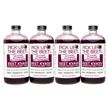4-Pack Organic Probiotic Raw Beet Juice Kvass 32oz