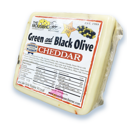 Green & Black Olive Cheddar by Mousehouse Cheesehaus