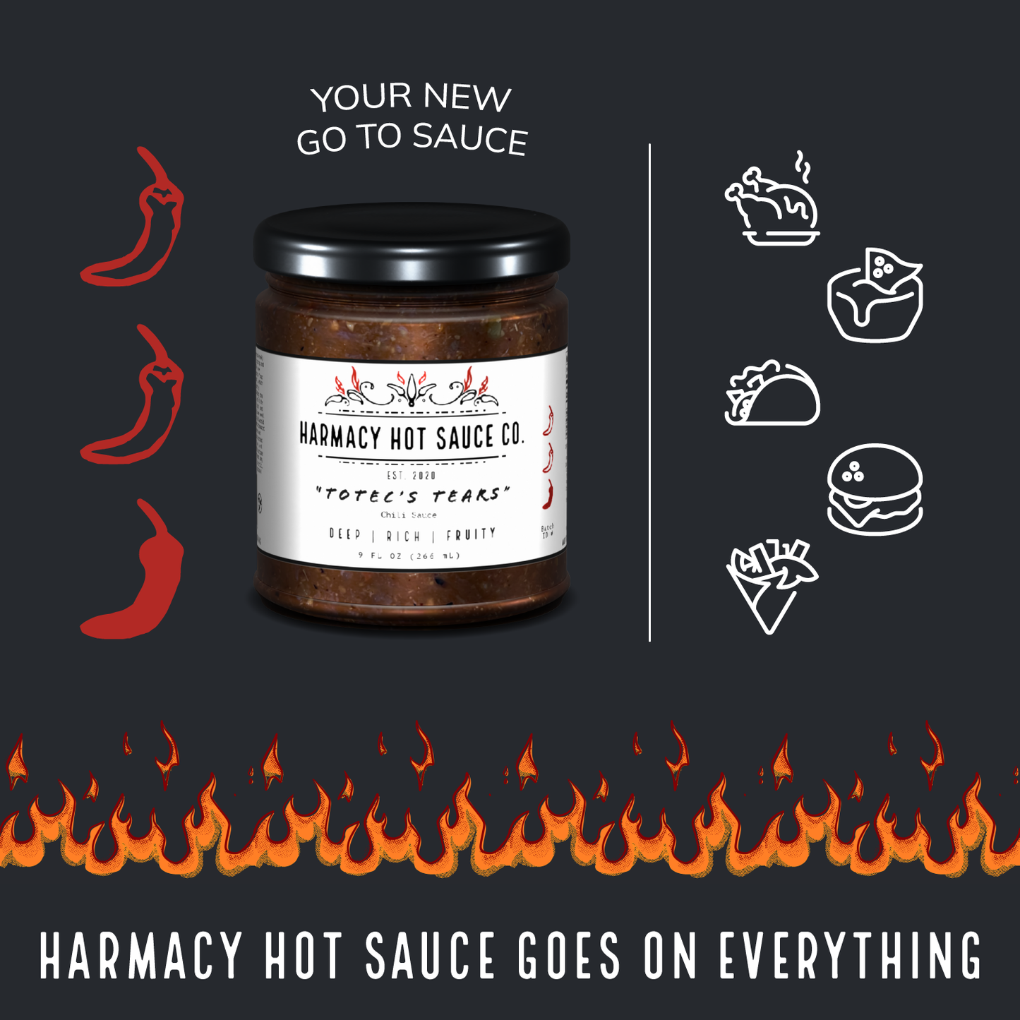 Totec's Tears - Dried Chili & Plum Pepper Sauce (9oz)