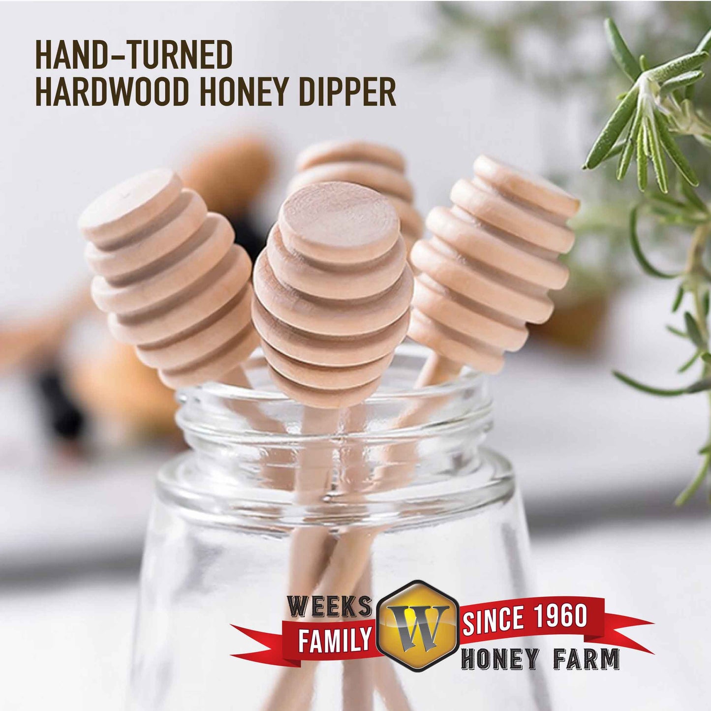 Vintage All-Natural Wooden Honey Dipper; 6.5 inch