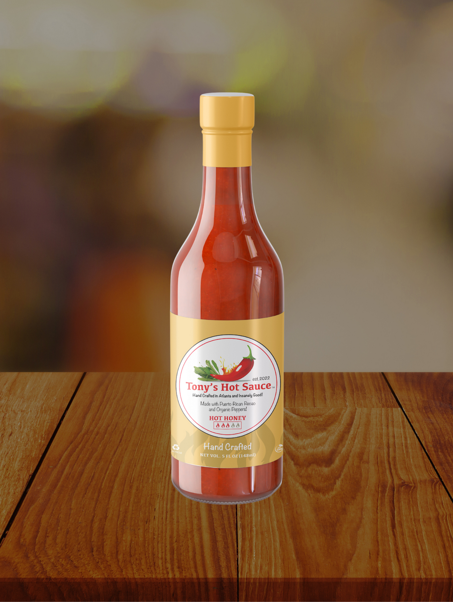 Tony's  Handcrafted Hot Sauce 5oz 3 Bottle Combo Set  "Asian Garlic, Caribbean Jalapeno & Hot Honey"