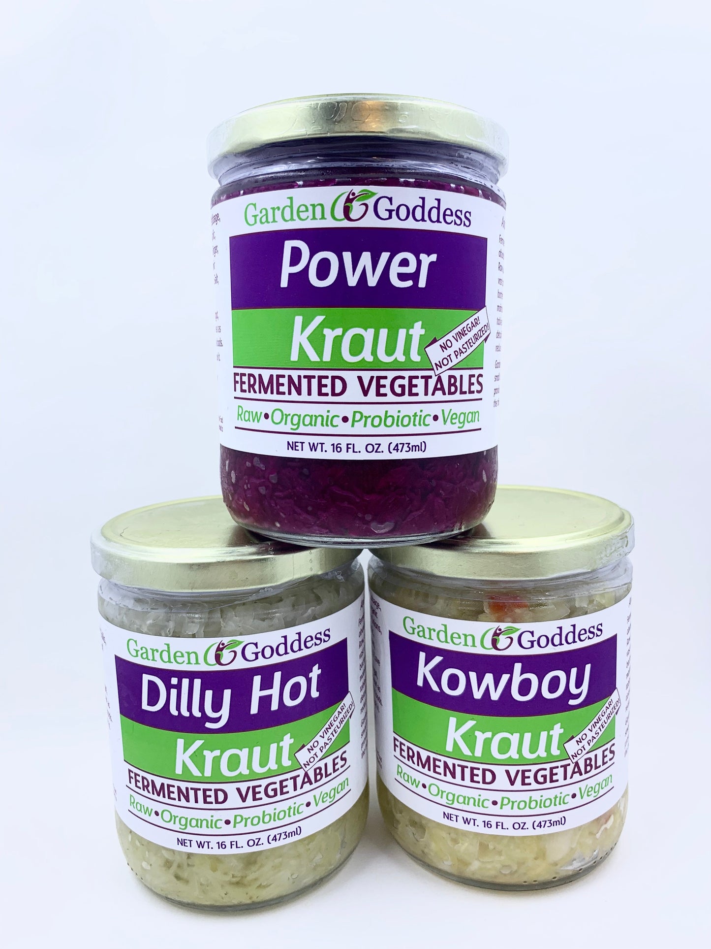 Sauerkraut Trio: Fresh Organic, Fermented 3 Krauts, Mix & Match 16oz Jars
