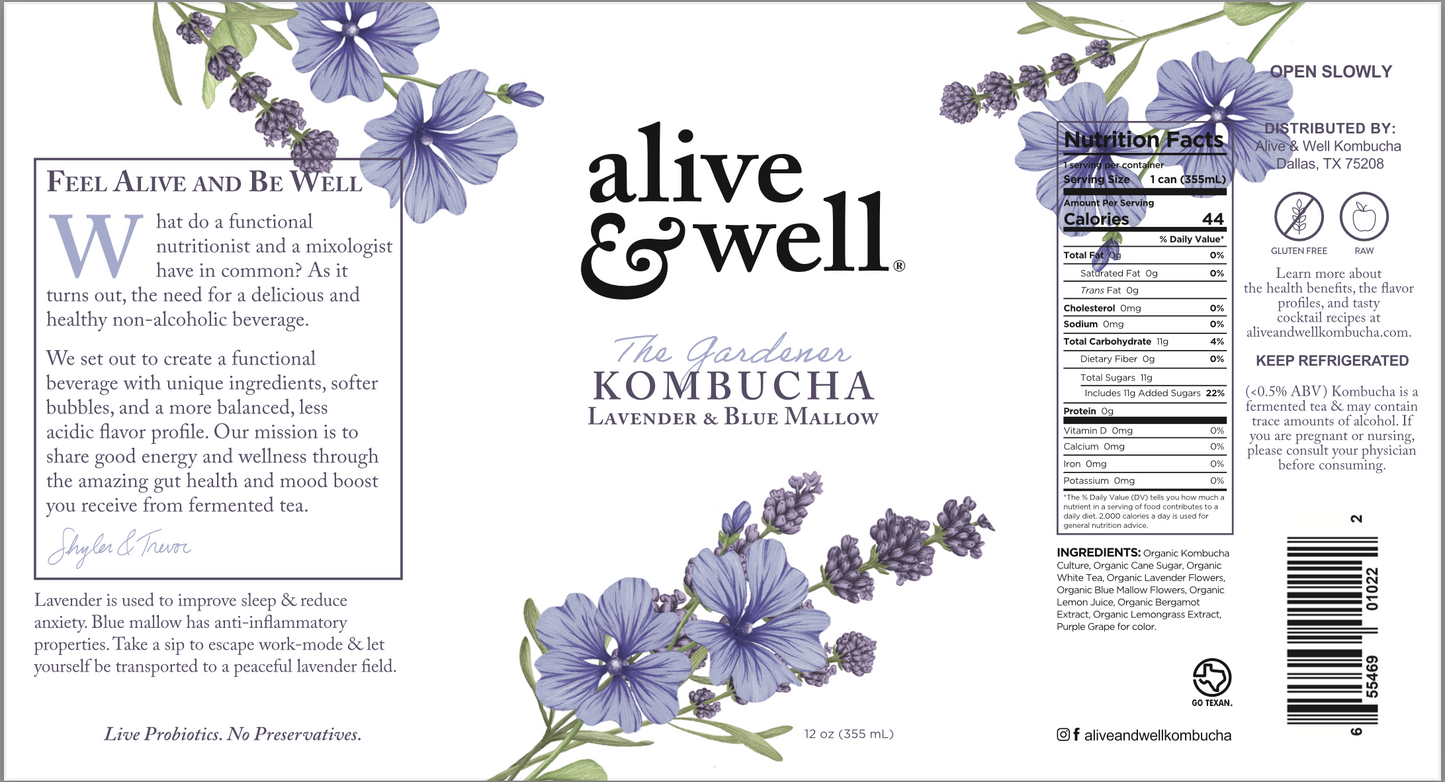 Alive & Well Lavender & Blue Mallow Kombucha