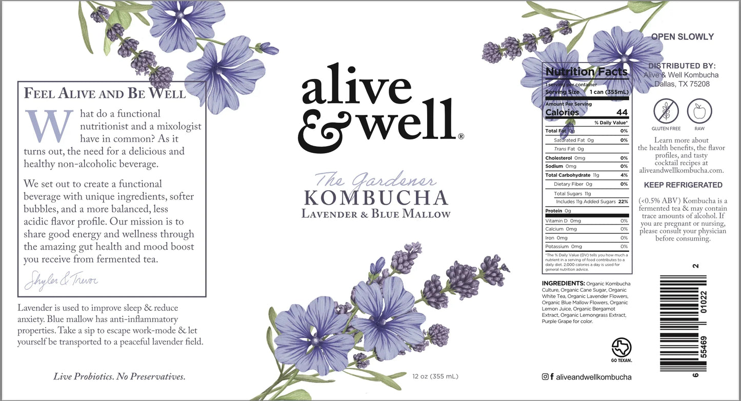 Lavender & Blue Mallow Kombucha Organic Bubble Goods