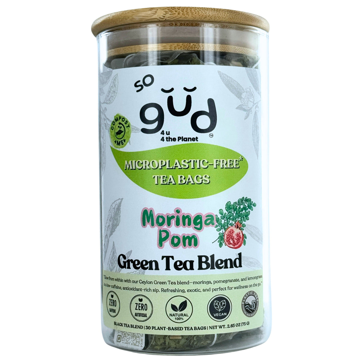 Moringa Pom Tea Green Tea Blend | Plant-based Tea Bags, image 4 of 6