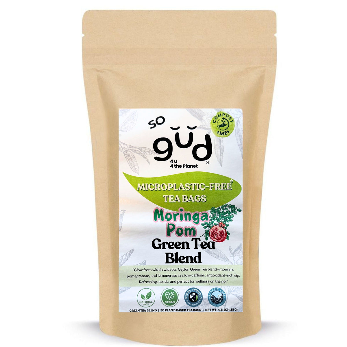 Moringa Pom Tea Green Tea Blend | Plant-based Tea Bags, image 6 of 6