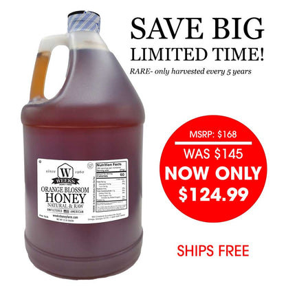 Pure Raw American Orange Blossom Honey - Unfiltered, All-Natural Citrus Sweetness
