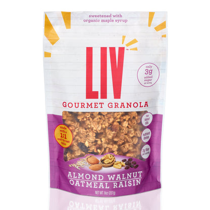 Almond Walnut Oatmeal Raisin Granola – Vegan, Low Sugar, 8oz