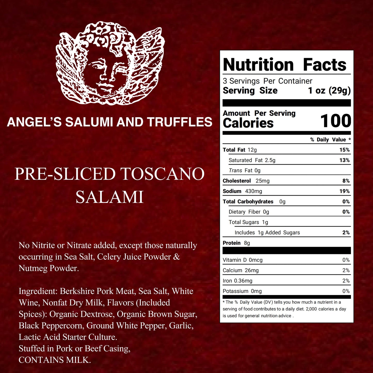 Pre-Sliced Italian Toscano Salami (3oz)