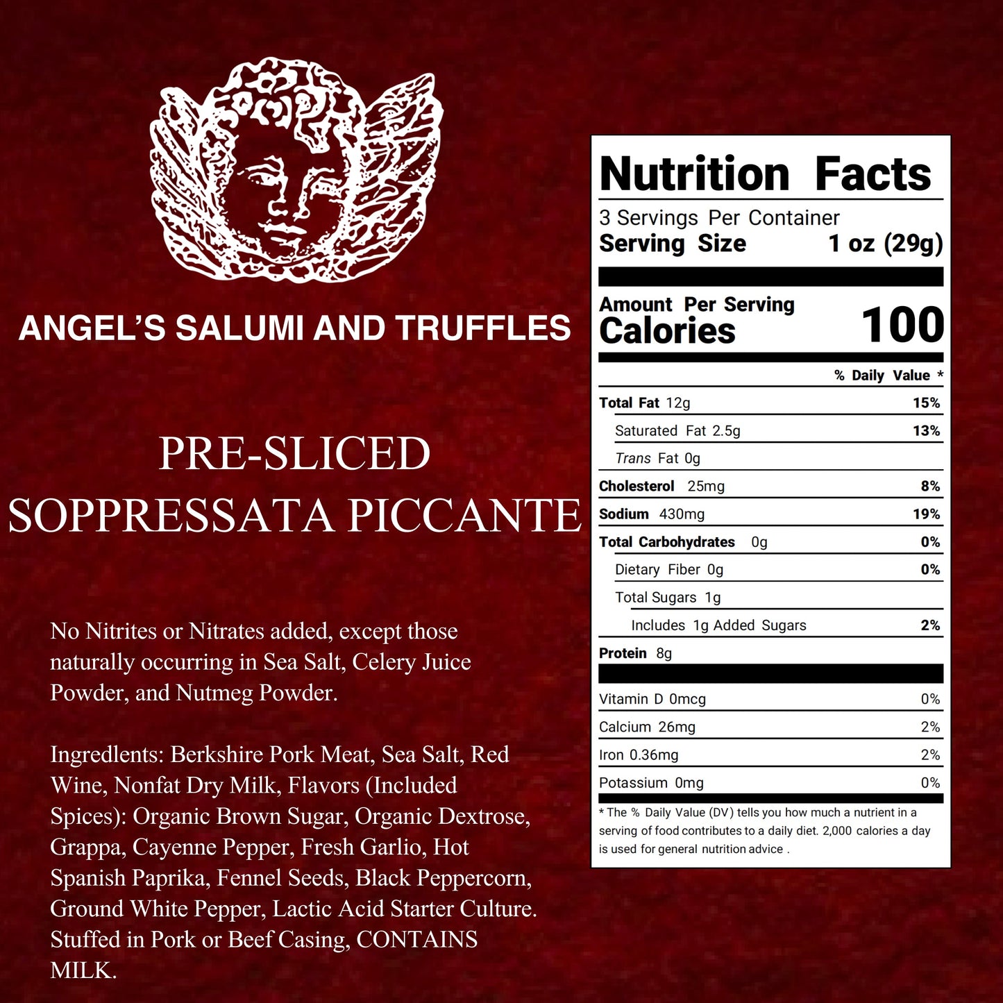 Pre-Sliced Soppressata Piccante Salami (3oz)