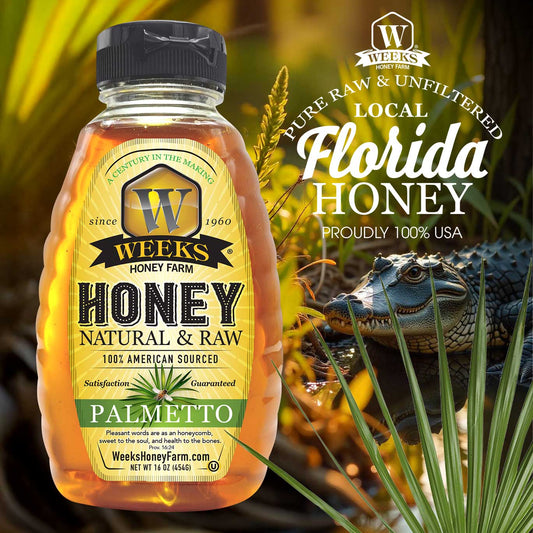 Weeks Pure, Raw & Unfiltered Palmetto Honey, USA