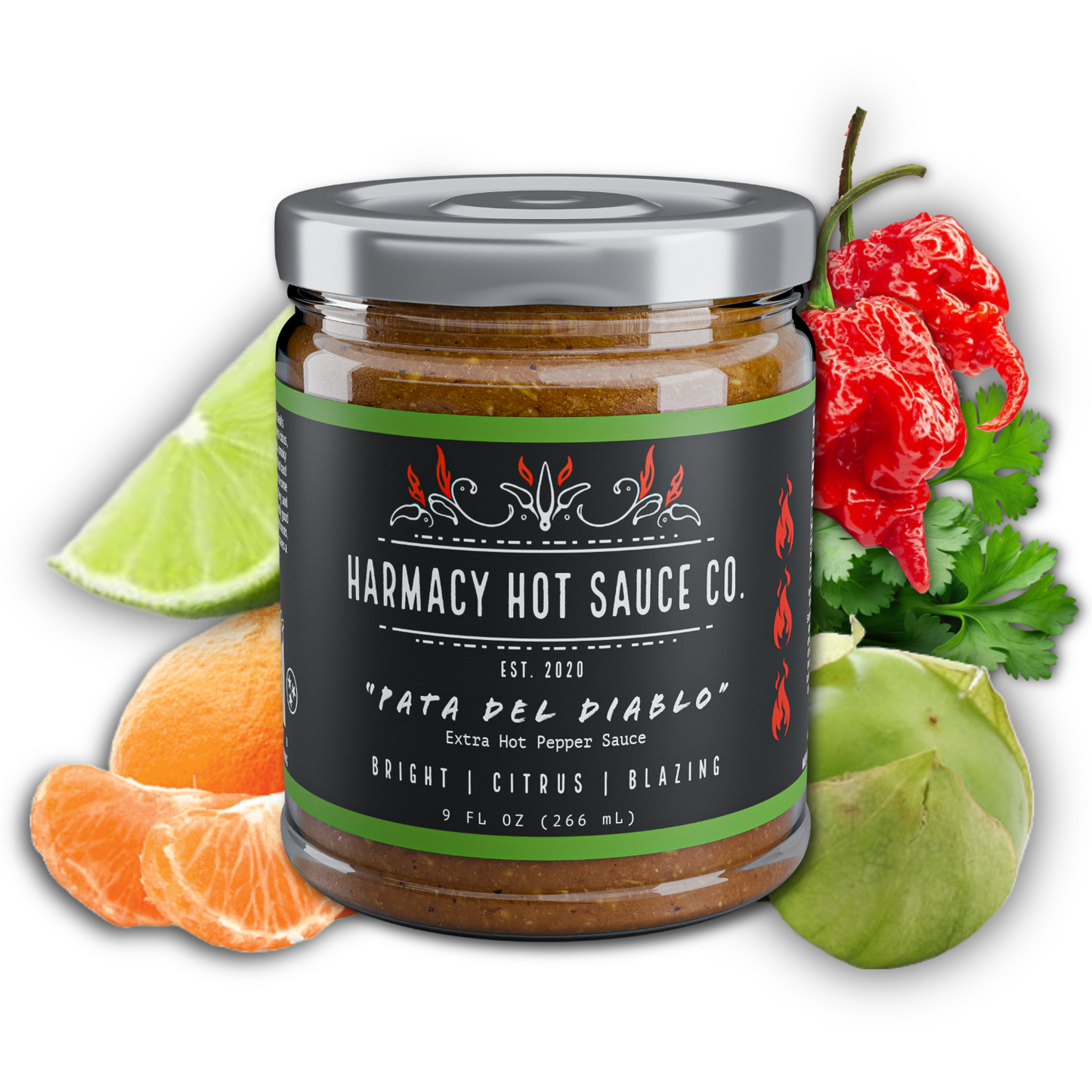 Pata del Diablo - Extra Hot Tomatillo & Clementine Pepper Sauce (9oz)