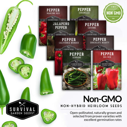 8 Peppers Seed Collection  - Sweet & Hot Peppers