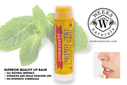 Weeks All Natural Beeswax Lip Balms; Singles, Twin Packs, Case