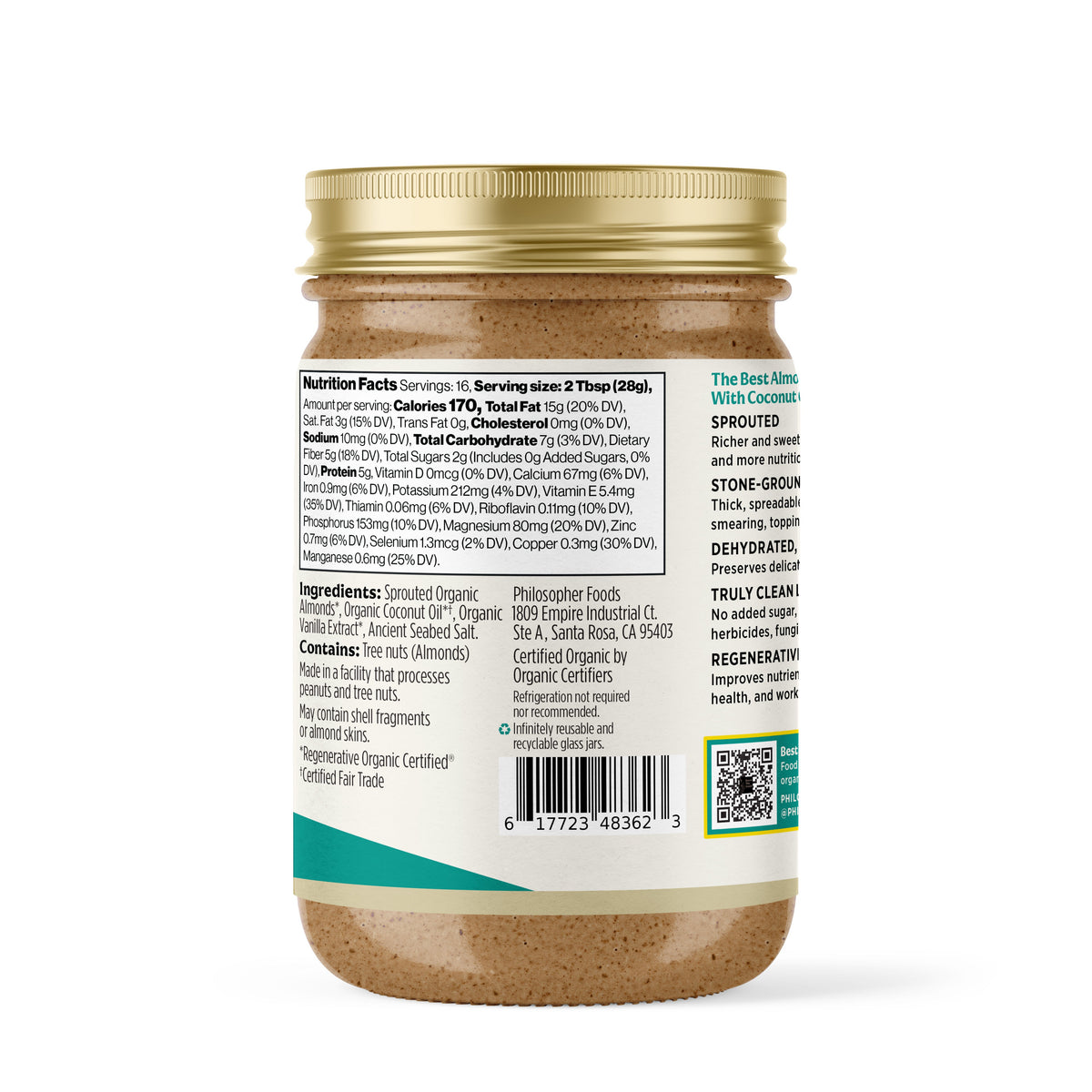 Super Crunchy Sprouted Almond Butter w/ Coconut Oil & Vanilla