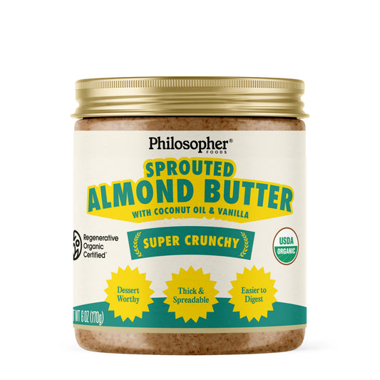 Super Crunchy Sprouted Almond Butter w/ Coconut Oil & Vanilla