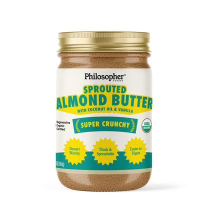 Super Crunchy Sprouted Almond Butter w/ Coconut Oil & Vanilla