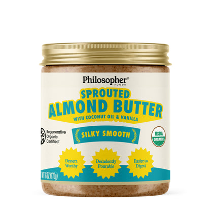 Silky Smooth Sprouted Almond Butter w/ Coconut Oil & Vanilla