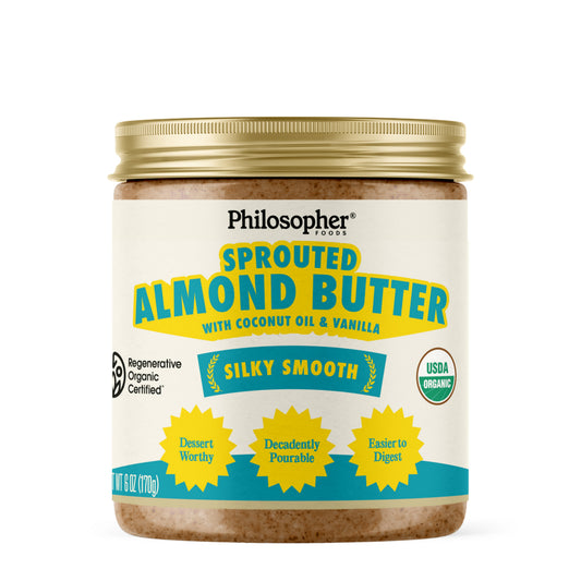 Silky Smooth Sprouted Almond Butter w/ Coconut Oil & Vanilla