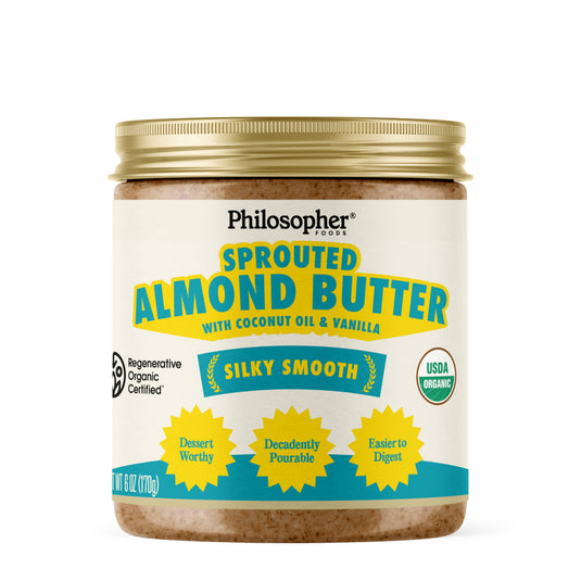 Silky Smooth Sprouted Almond Butter w/ Coconut Oil & Vanilla by Philosopher Foods